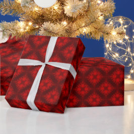 Fuzzy Red Tiled Diamonds en Crosses Cadeaupapier