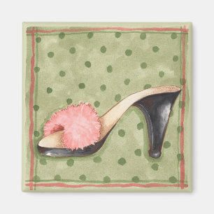 Fuzzy roze schoen - Magnet