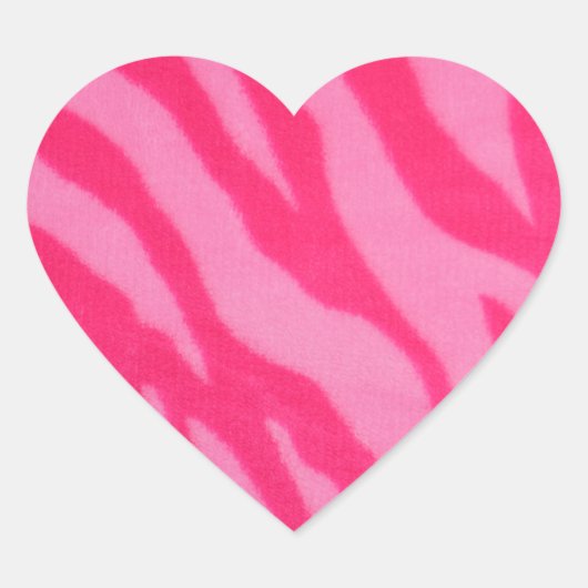 Fuzzy Roze Zebra Strepen Hart Sticker (Voorkant)