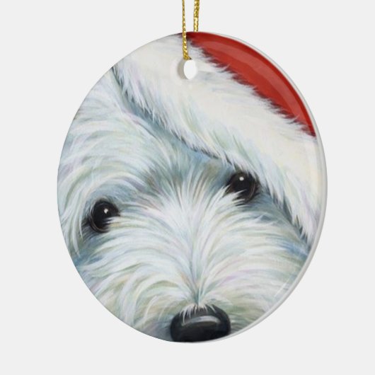 "Fuzzy Santa" kerstkerstkerstversiering door Borgo Keramisch Ornament (Links)
