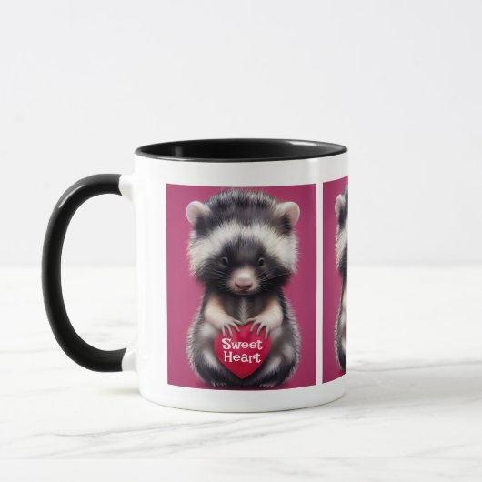 Fuzzy Skunk Heart Messaging Mok (Links)