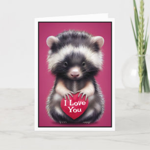Fuzzy Skunk I Love You Valentijnsdag Kaart