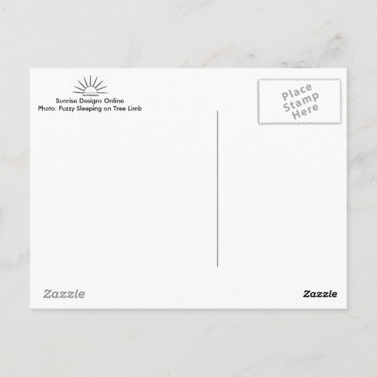 Fuzzy Slaping op Briefkaart met boomarm (Achterkant)