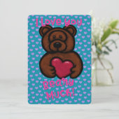 Fuzzy Teddy Bear Valentijn Feestdagenkaart (Staand voorkant)
