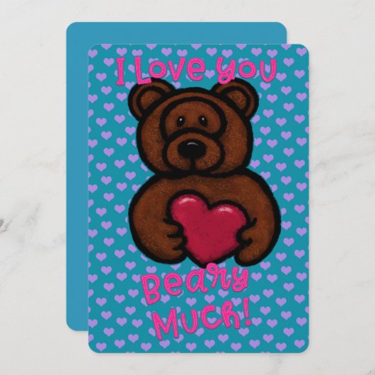 Fuzzy Teddy Bear Valentijn Feestdagenkaart (Voorkant / Achterkant)