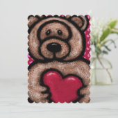 Fuzzy Teddy Bear Valentijn Feestdagenkaart (Staand voorkant)