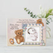 Fuzzy Teddy Bears Baby Aankondiging (Staand voorkant)