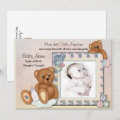 Fuzzy Teddy Bears Baby Aankondiging (Voorkant / Achterkant)