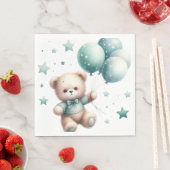 FUZZY TEDDYBEER MET PASTELGROENE BALLONNEN SERVET (Insitu)