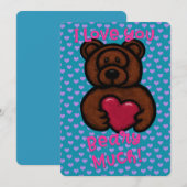 Fuzzy Teddybeer Valentijnsdag  Feestdagenkaart (Voorkant / Achterkant)