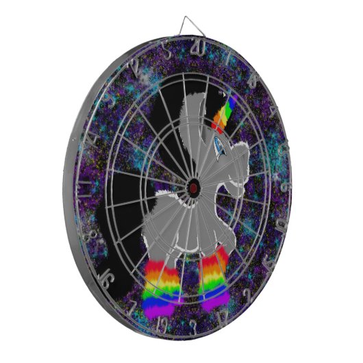 Fuzzy Unicorn in de ruimte Dartbord (Voorkant Links)