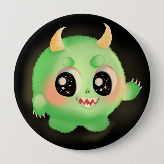 Fuzzy Vriendelijk Monster Creature Ronde Button 4,0 Cm (Voorkant)