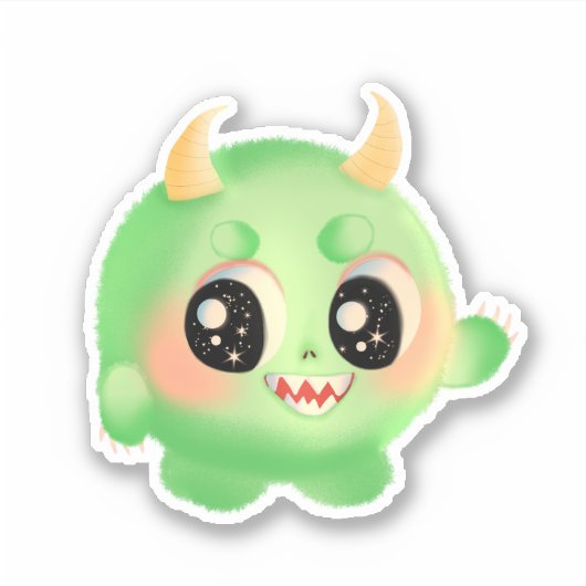 Fuzzy Vriendelijk Monster Creature Sticker (Voorkant)