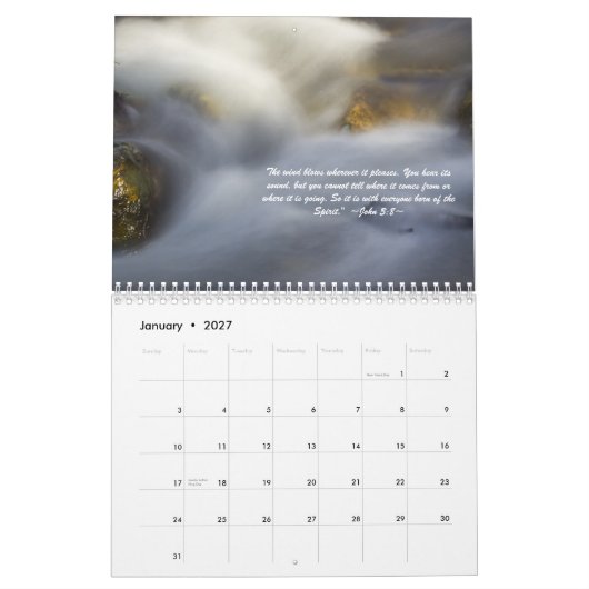 Fuzzy Water Scripting Calendar Kalender (Jan 2027)
