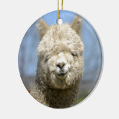 Fuzzy White Alpaca Face Keramisch Ornament (Links)