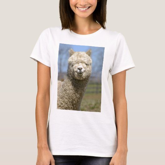 Fuzzy White Alpaca Face T-shirt (Voorkant)