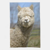 Fuzzy White Alpaca Face Theedoek (Verticaal)