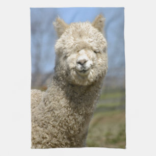 Fuzzy White Alpaca Face Theedoek
