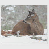 Fuzzy White op maat gesneden Deer Fawn Cadeaupapier (Vlak)