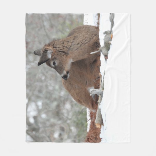 Fuzzy White op maat gesneden Deer Fawn Fleece Deken (Voorkant)