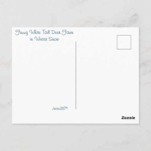 Fuzzy witte staart herten Fawn / Groeten Briefkaart (Achterkant)