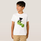 Fuzzy Worm met hoed kindershirt T-shirt (Voorkant volledig)