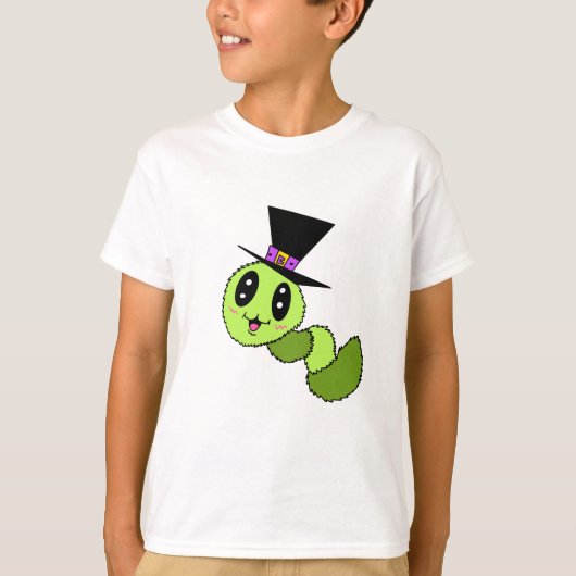 Fuzzy Worm met hoed kindershirt T-shirt (Voorkant)