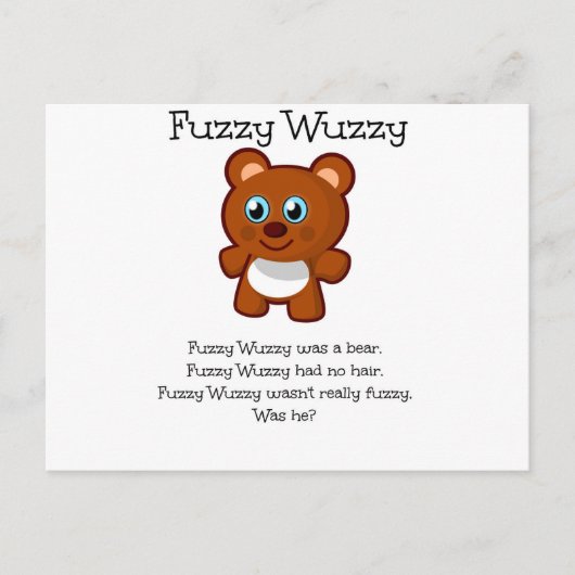 Fuzzy Wuzzy Briefkaart (Voorkant)