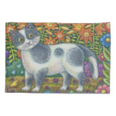 Fuzzy Wuzzy Kitten FOLK ART CAT PILLOWCASS Set Kussensloop (Achterkant-Links)