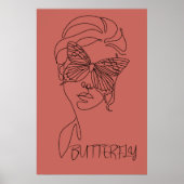 Fuzzy Wuzzy Serenity: Vlinder en Vrouw Line Art Poster (Voorkant)
