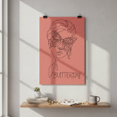Fuzzy Wuzzy Serenity: Vlinder en Vrouw Line Art Poster
