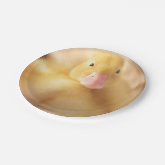 Fuzzy Yellow Duck Easter Baby Ducking Papieren Bordje (Gekanteld)