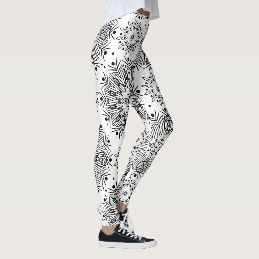 FuzzyFoxArt, zwart-wit Leggings (Rechts)