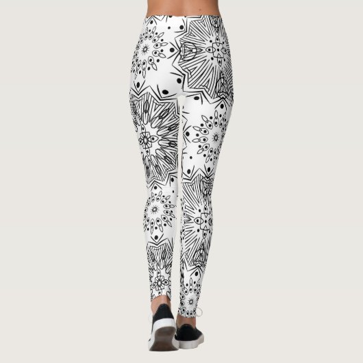 FuzzyFoxArt, zwart-wit Leggings (Achterkant)