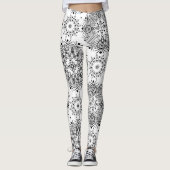 FuzzyFoxArt, zwart-wit Leggings (Voorkant)