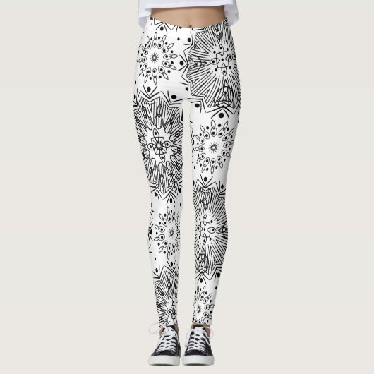 FuzzyFoxArt, zwart-wit Leggings (Voorkant)