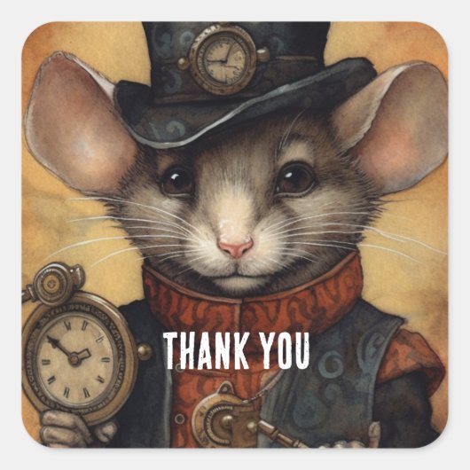 Fuzzypaws steampunk vierkante sticker (Voorkant)