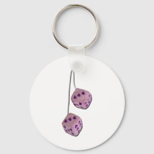 FuzzyPinkHeartDice073011 Sleutelhanger