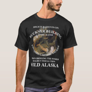 FV COHO AK BADKUIP GIN KARIBOEWORST VIS PATAT T-SHIRT