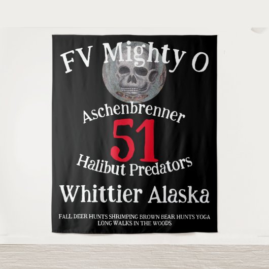 FV Mighty O Halibut Slayers Whittier Alaska Wandkleed (Voorkant)