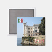 FVG019 MIRAMARE, Kasteel, Italië, Koelkast Magneet (Voorkant / Achterkant)