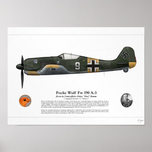 FW 190 A-3 (Oskar Romm) Poster (Voorkant)