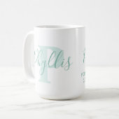 Fyllis naam betekenis en P monogram groene tekst Koffiemok (Voorkant links)