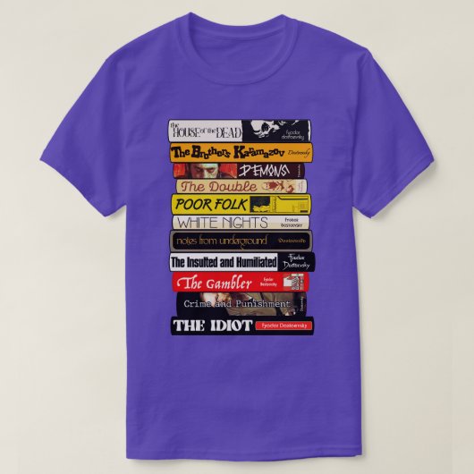 Fyodor Dostojevsky Boeken Stapel T-shirt (Design voorkant)