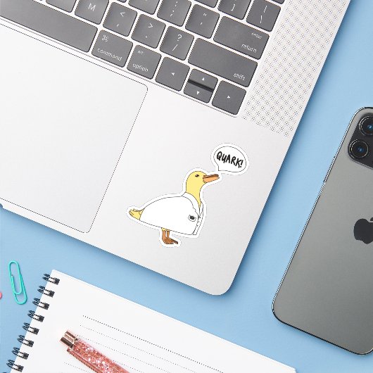 Fysica Eend Sticker (Laptop met iPhone)