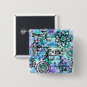 Fysica- en Wiskunde-symbolen, geek Vierkante Button 5,1 Cm (Voorkant /achterkant)