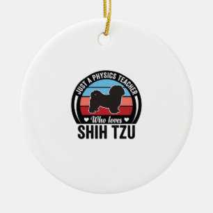 Fysica Leraar Shih Tzu Vintage Hond Shirt Ontwerp_ Keramisch Ornament