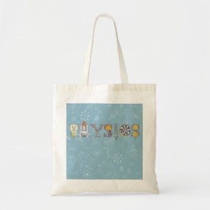Fysica typografie en diagrammen donkerblauw tote bag
