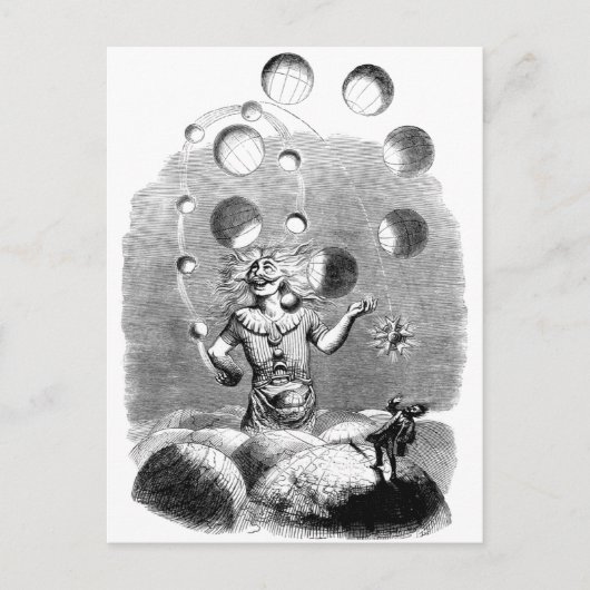 Fysicus Juggling met planeten Briefkaart (Voorkant)