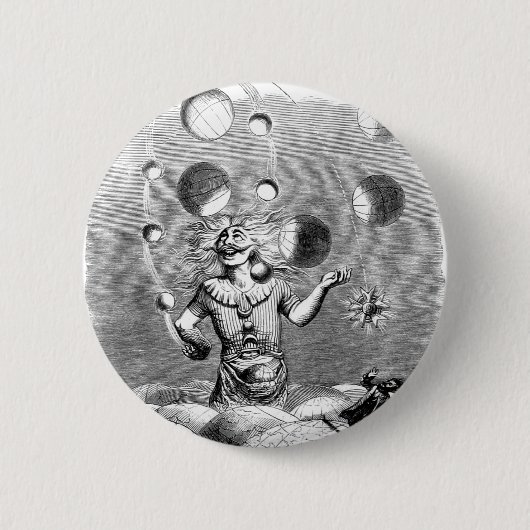Fysicus Juggling met planeten Ronde Button 5,7 Cm (Voorkant)